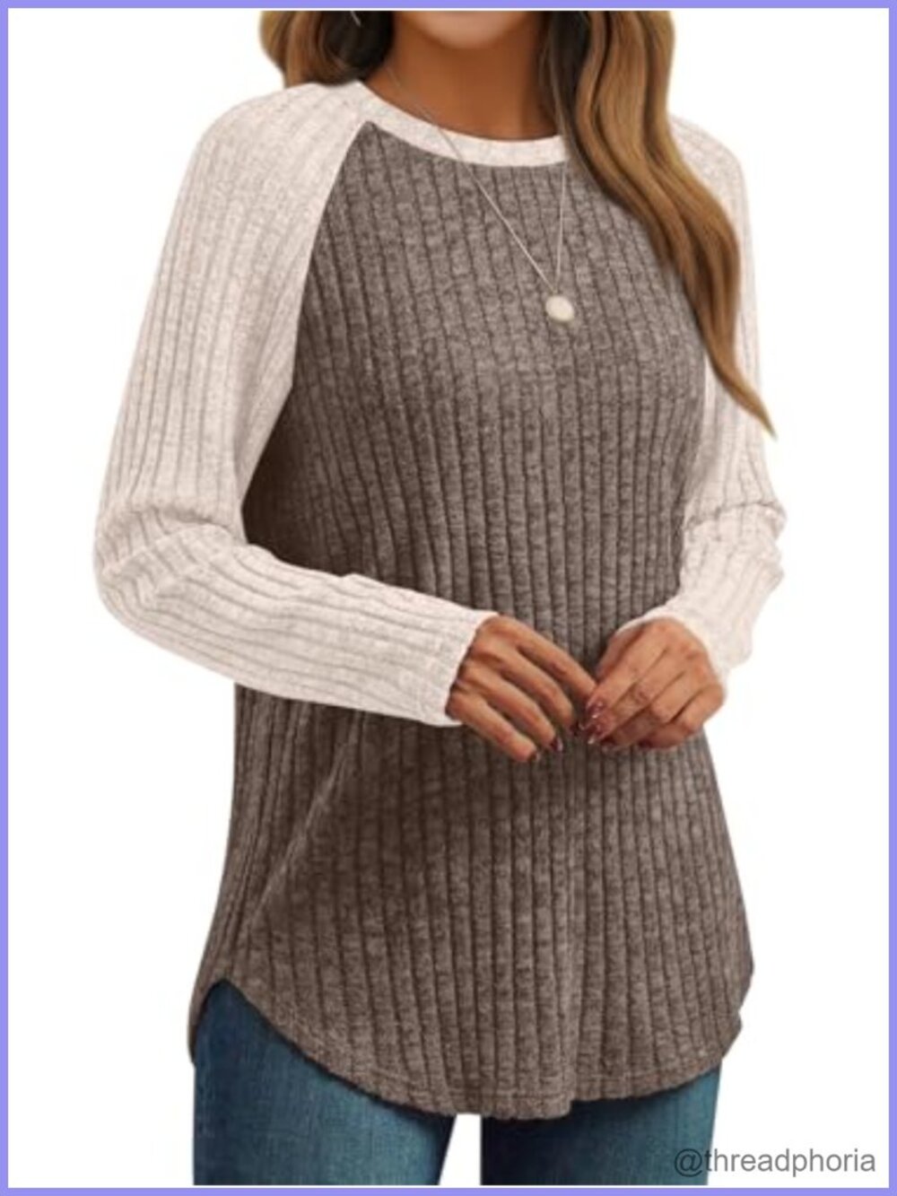Womens Long Sleeve Tunic Top Ribbed Knit Casual Fall Pullover